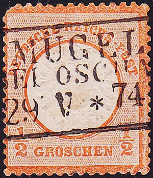 Германия , рейх . 1872 год . Орел, большой щит 0,5 gr . Каталог 14,0 фунтов (2) 